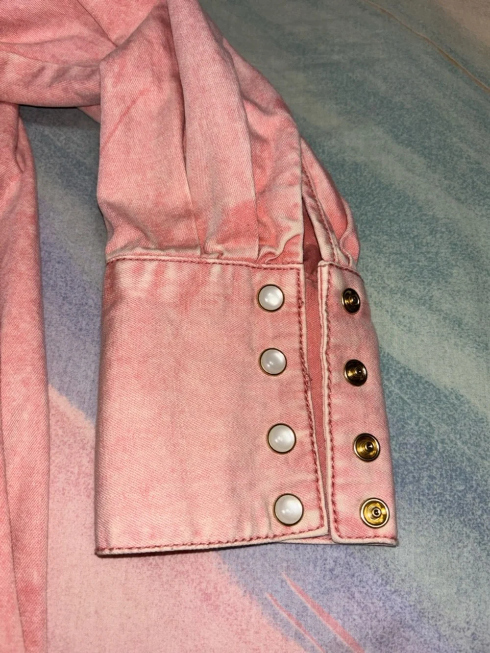 Free People Charlie Denim Top in Pink size M